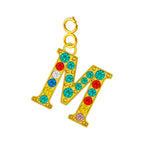 CHARM de Letra M Acero color Dorado con Circonita-con Cierre - cotigo
