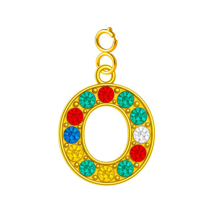 CHARM de Letra O Acero color Dorado con Circonita-con Cierre
