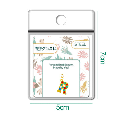 CHARM de Letra R Acero color Dorado con Circonita-con Cierre
