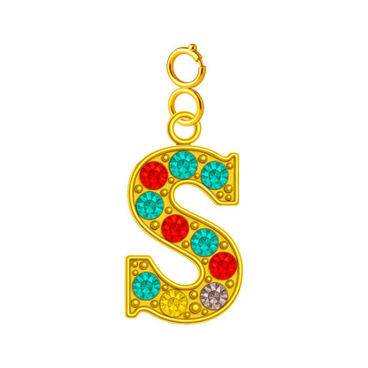CHARM de Letra S Acero color Dorado con Circonita-con Cierre