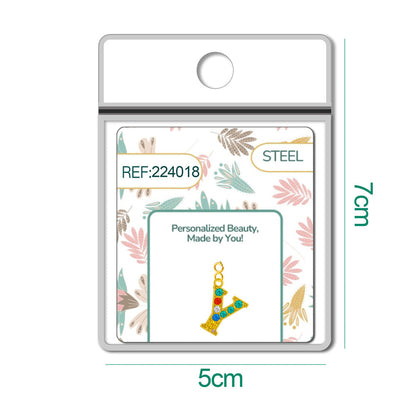CHARM de Letra Y Acero color Dorado con Circonita-con Cierre
