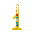 CHARM de Número 1 Acero color Dorado con Circonita-con Cierre - cotigo