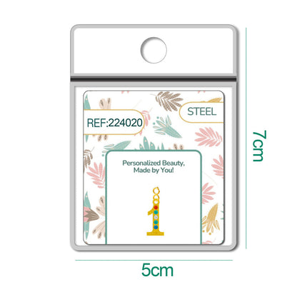 CHARM de Número 1 Acero color Dorado con Circonita-con Cierre