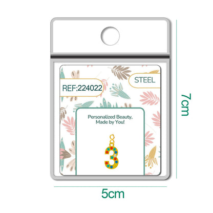 CHARM de Número 3 Acero color Dorado con Circonita-con Cierre
