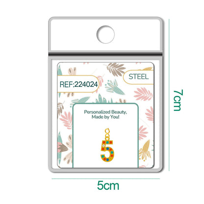 CHARM de Número 5 Acero color Dorado con Circonita-con Cierre