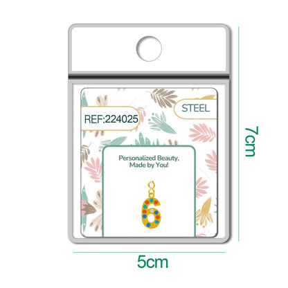 CHARM de Número 6 Acero color Dorado con Circonita-con Cierre