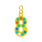 CHARM de Número 8 Acero color Dorado con Circonita-con Cierre - cotigo