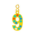 CHARM de Número 9 Acero color Dorado con Circonita-con Cierre - cotigo