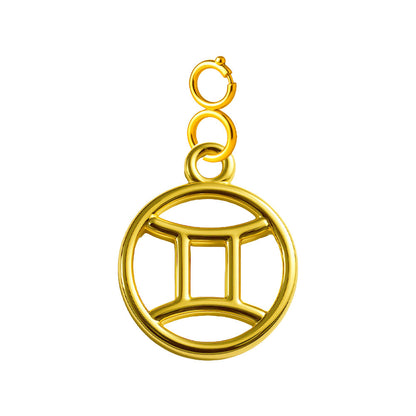 CHARM de Zodíaco Gémeos Acero color Dorado-con Cierre