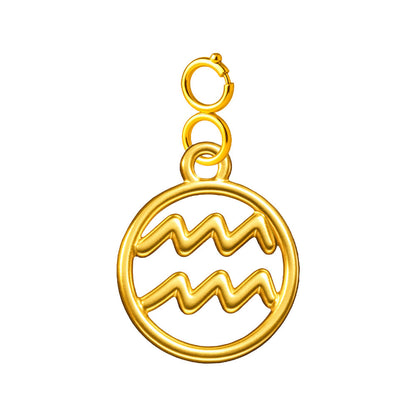 CHARM de Zodíaco Aquário Acero color Dorado-con Cierre