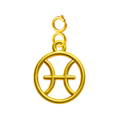 CHARM de Zodíaco Peixes Acero color Dorado-con Cierre