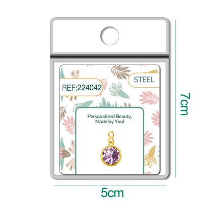 CHARM Acero Dorado con piedra Nacimiento de FEBRERO-con Cierre