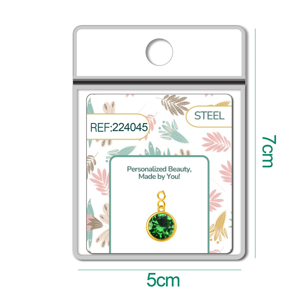 Charm colgante dorado con piedra de nacimiento facetada de Mayo y cierre de acero