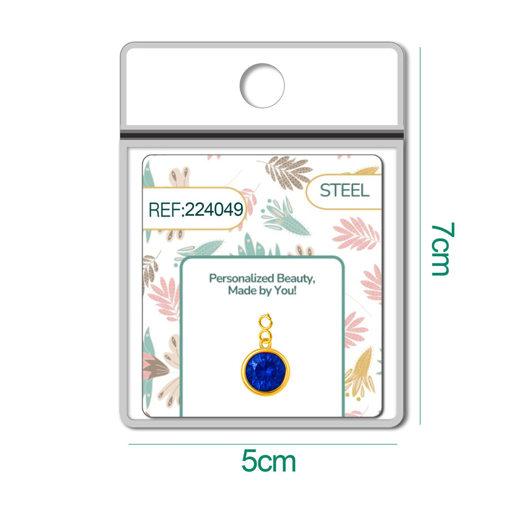 Charm colgante dorado con piedra de nacimiento facetada de Septiembre y cierre de acero