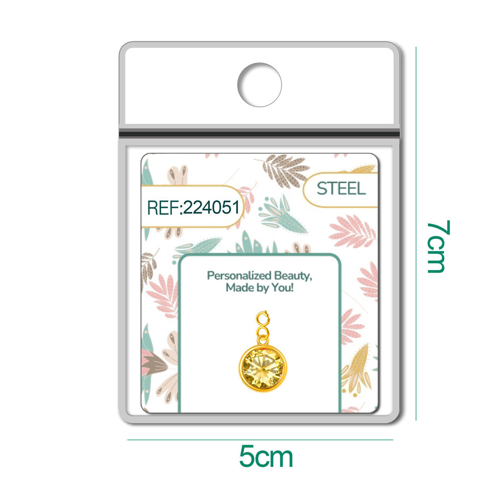 Charm colgante dorado con piedra de nacimiento facetada de Noviembre y cierre de acero