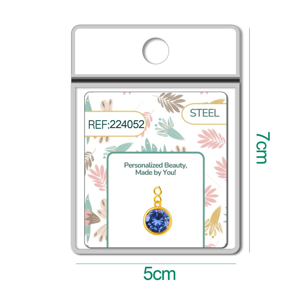 Charm colgante dorado con piedra de nacimiento facetada de Diciembre y cierre de acero
