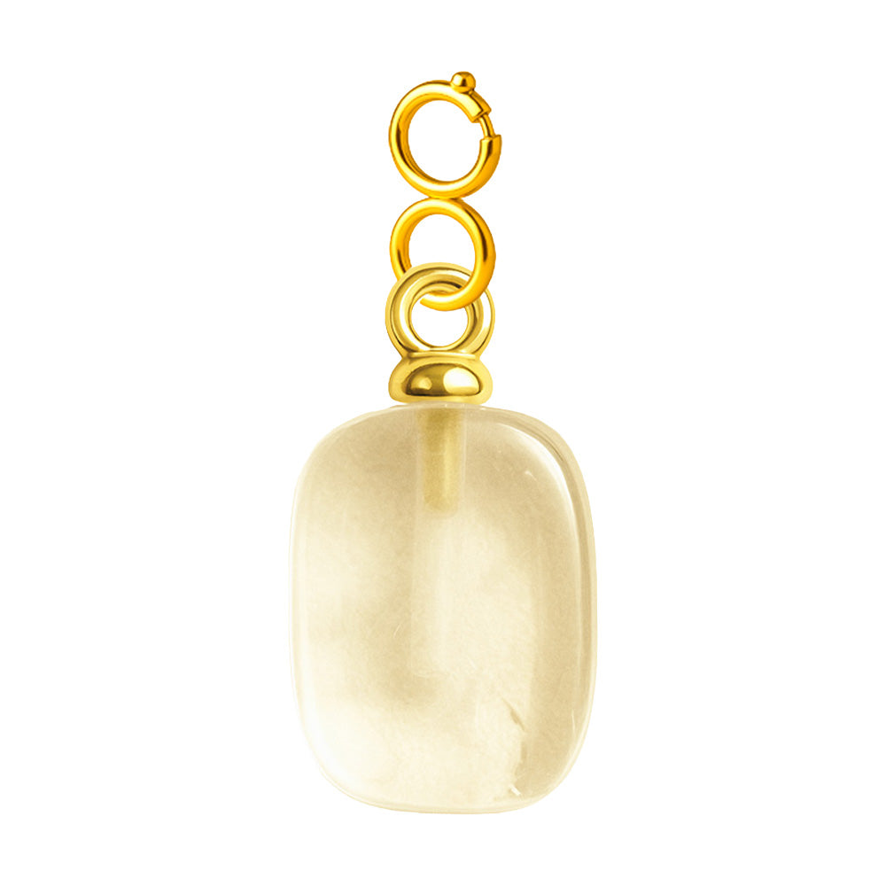 Charm colgante de piedra blanca rectangular con cierre de acero