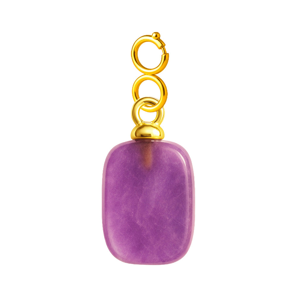 Charm colgante de piedra morada rectangular con cierre de acero
