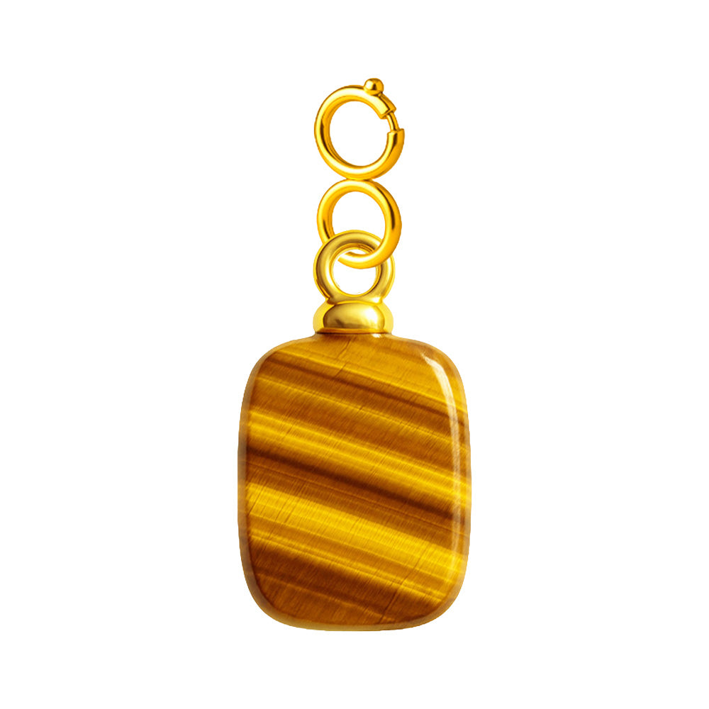 Charm colgante de ojo de tigre rectangular con cierre de acero