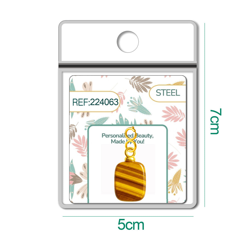 CHARM Acero Dorado Chapado Oro 14 K-con Cierre