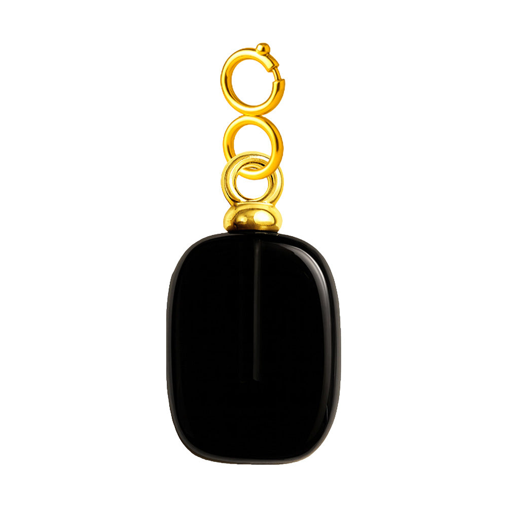 Charm colgante de ónix negro rectangular con cierre de acero
