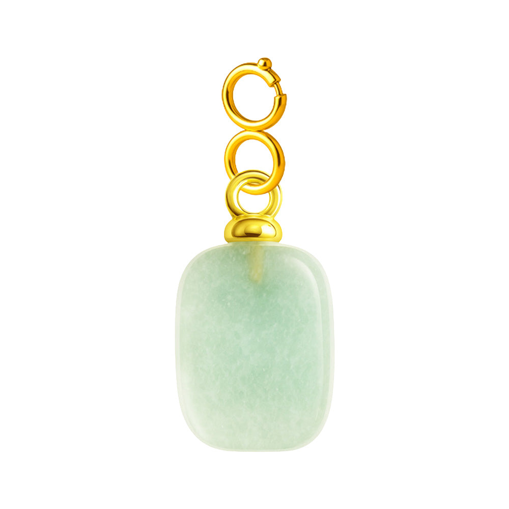 Charm colgante de piedra verde rectangular con cierre de acero