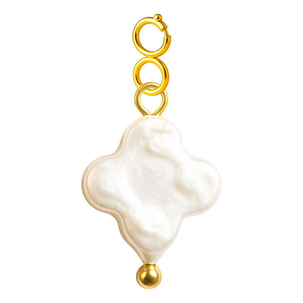 Charm colgante de trébol de nácar con cierre de acero