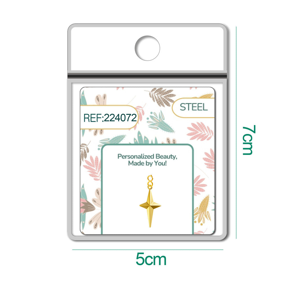 CHARM Acero Dorado Chapado Oro 14 K-con Cierre