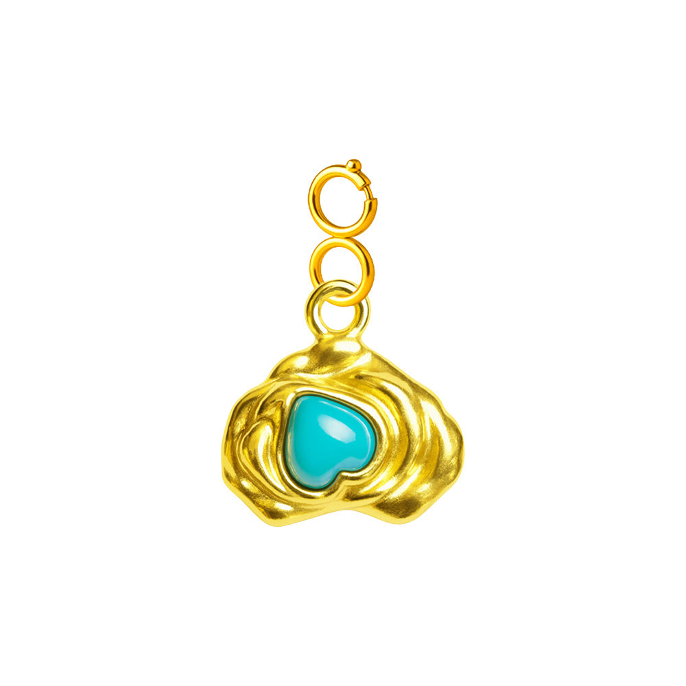 Charm colgante de corazón turquesa con cierre de acero