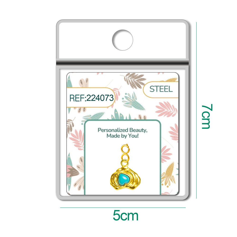 CHARM Acero Dorado Chapado Oro 14 K-con Cierre