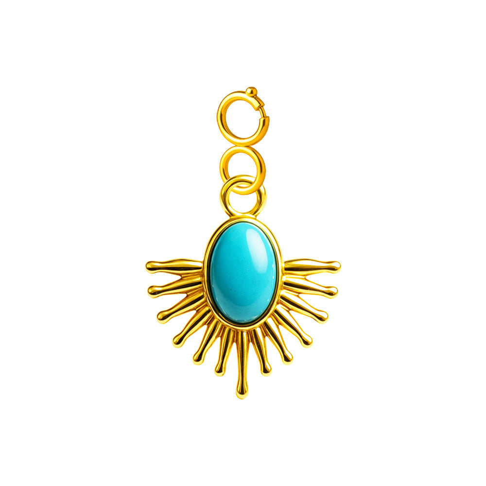 Charm colgante de sol turquesa con cierre de acero