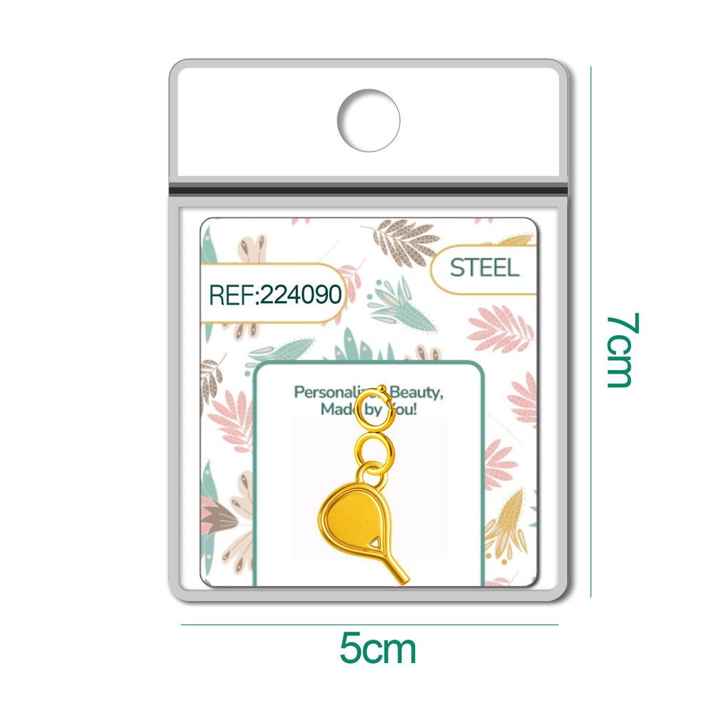 CHARM Acero Dorado Chapado Oro 14 K-con Cierre