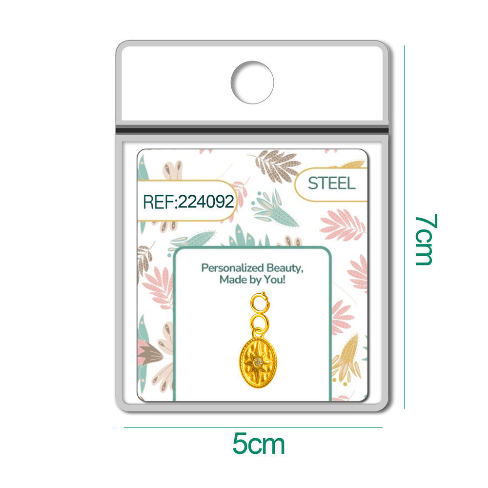 CHARM Acero Dorado Chapado Oro 14 K-con Cierre