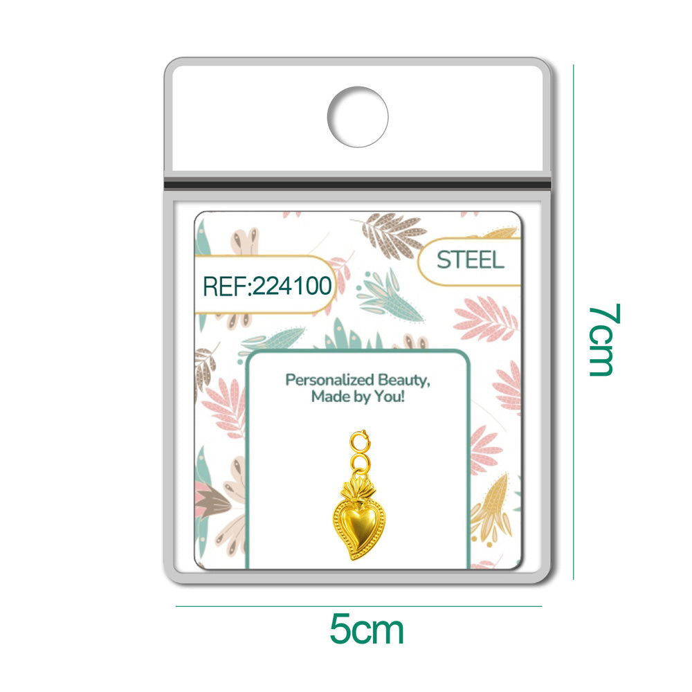 CHARM Acero Dorado Chapado Oro 14 K-con Cierre