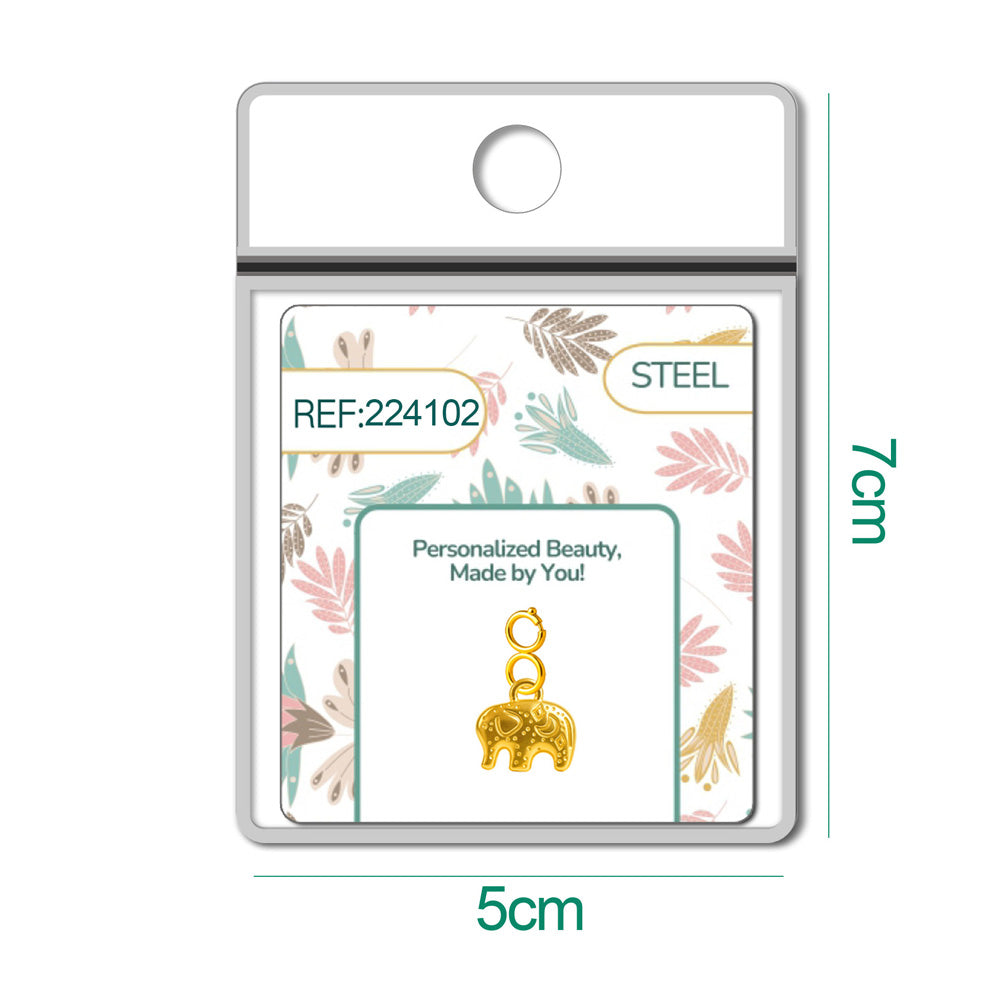 CHARM Acero Dorado Chapado Oro 14 K-con Cierre