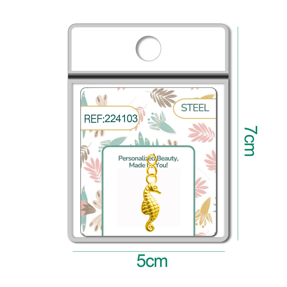 CHARM Acero Dorado Chapado Oro 14 K-con Cierre