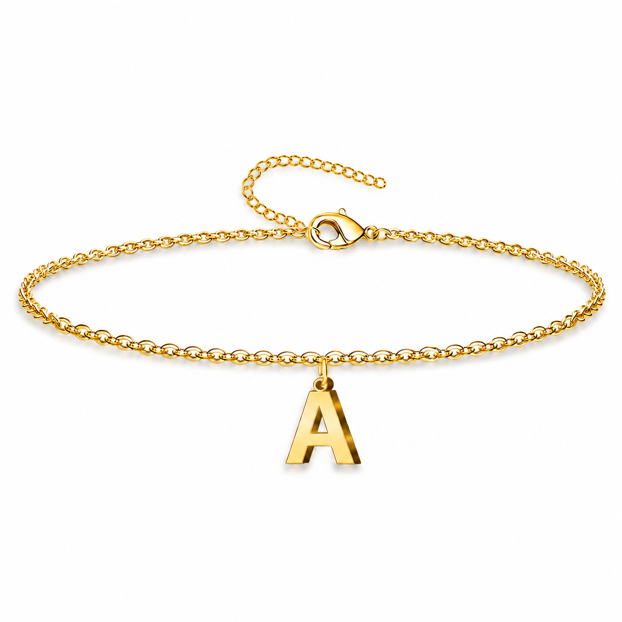 Pulsera con Colgante Letra Inicial en Acero