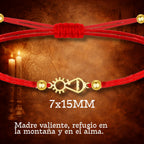 Pulsera Virgen de Covadonga Hilo Rojo en Acero Dorado cotigo