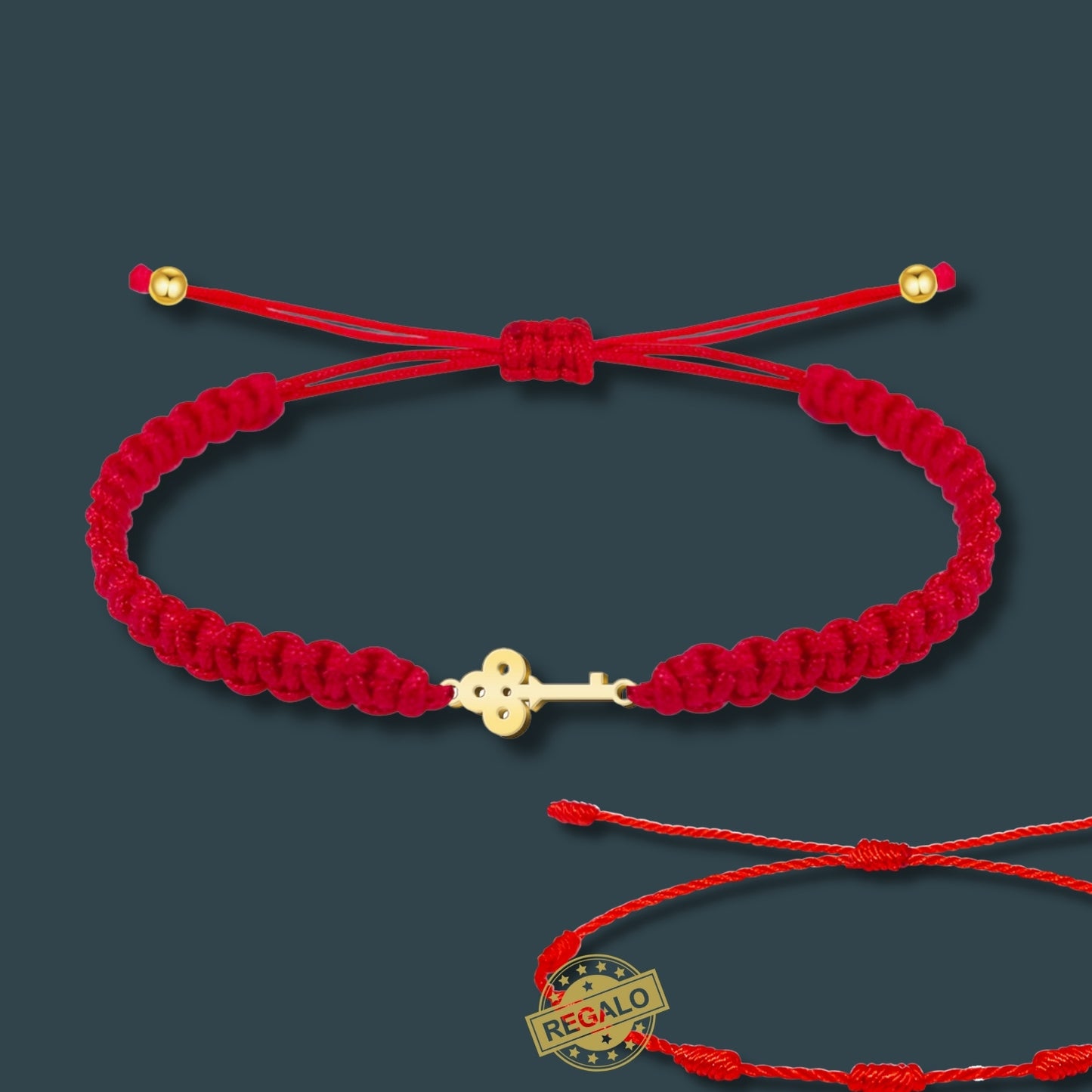 Pulsera Hilo Destino Roja Hecho a Mano 🧵 con Amuleto de Suerte y Protección 🍀 en Acero Inoxidable 💎 ¡Incluye Pulsera 7 Nudos de Regalo! 🎁