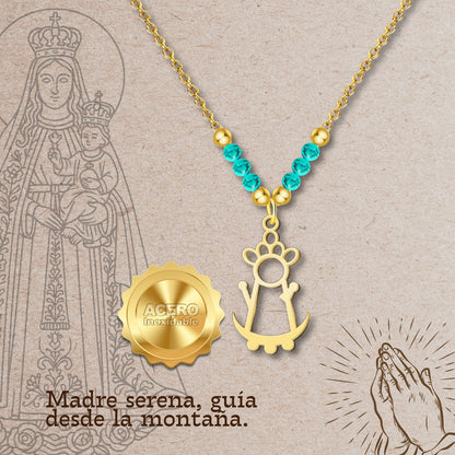 Colgante Virgen de la Fuensanta Acero Dorado