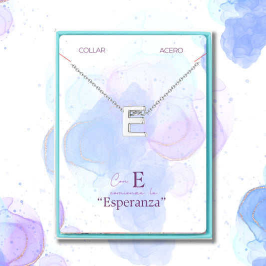 ✨Collar Letra Inicial en Acero Inoxidable para Mujer 💖 Con Tarjeta Diseñada y Significado del Nombre 📜 Incluye Caja de Regalo 🎁 ¡Y una Pulsera 7 Nudos de Regalo para la Suerte! 🍀