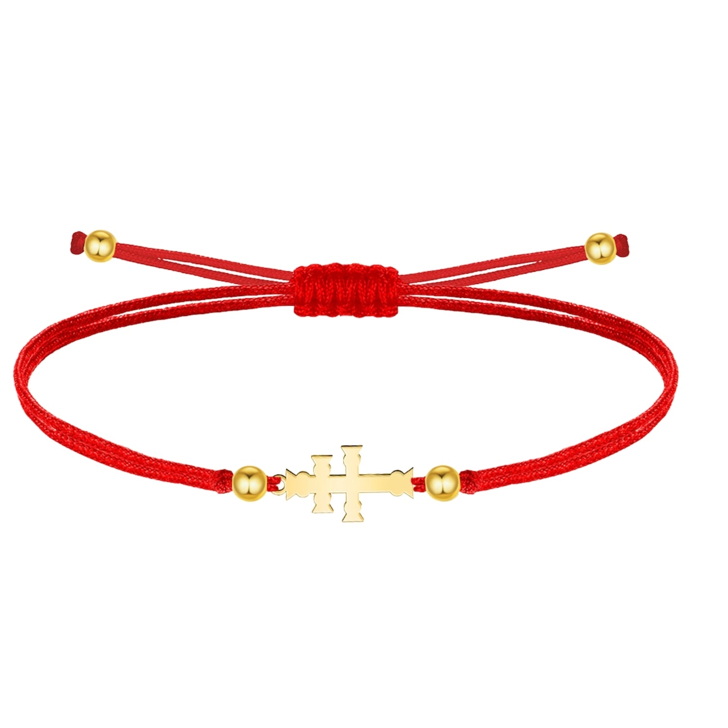 Pulsera Cruz de Caravaca con Hilo Encerado en Acero