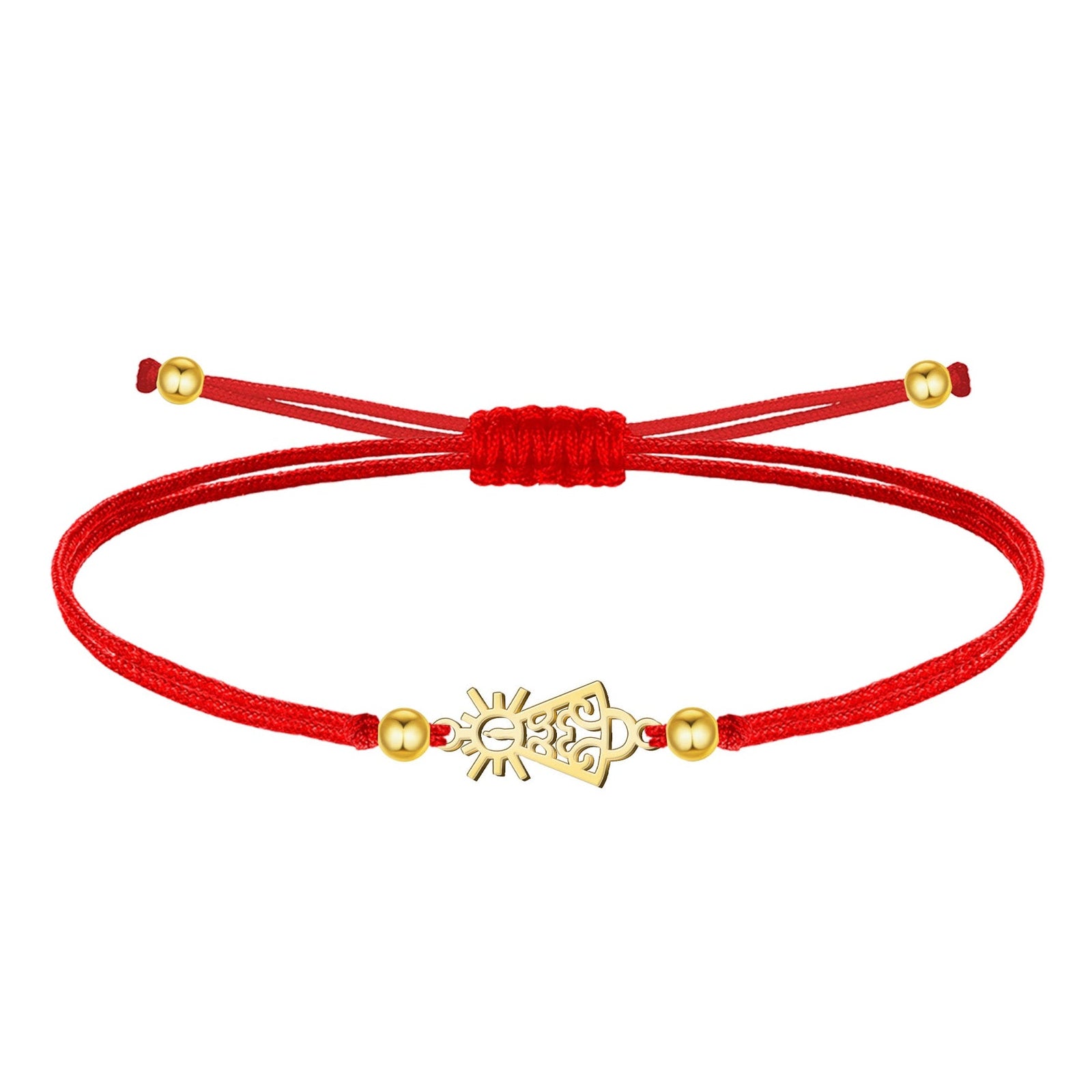Pulsera Silueta Compleja de Virgen del Pilar en Hilo Negro detalle