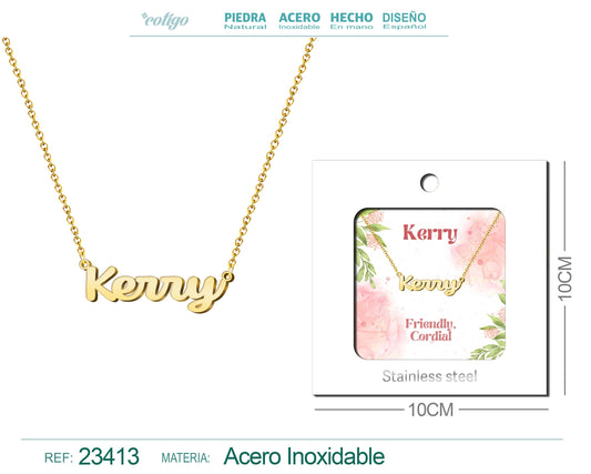 Collar Nombre Ingles Kerry Acero con Sobre