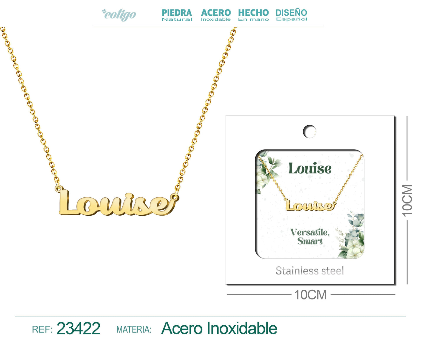 Colar com nome inglês Louise Steel com envelope
