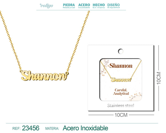 Collar Nombre Ingles Shannon Acero con Sobre