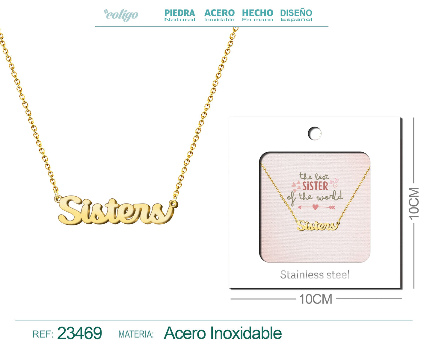 Collar Ingles para Sisters Acero con Sobre