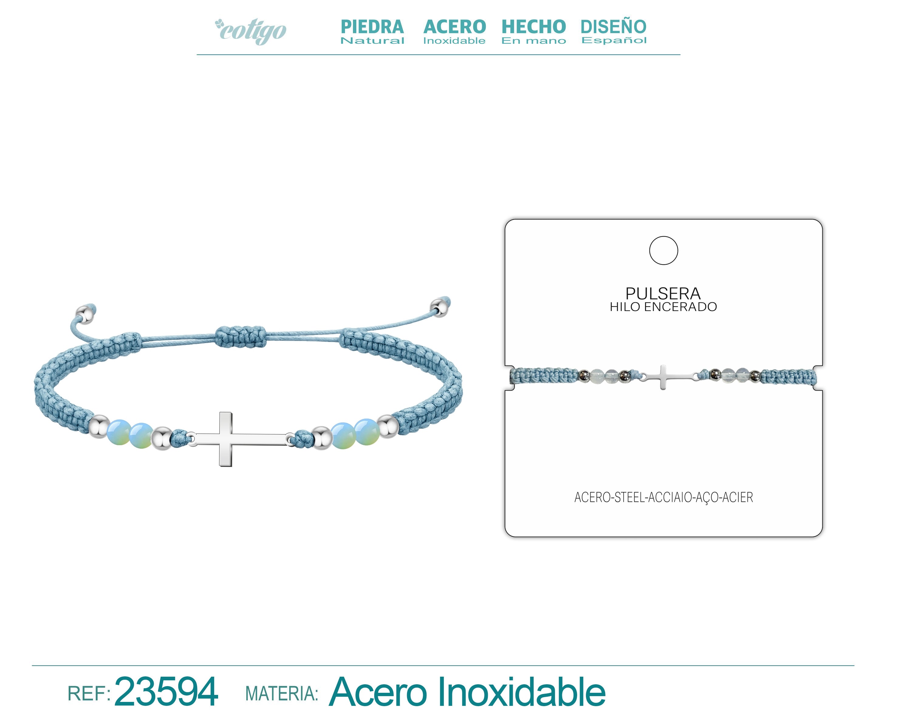 Pulsera Hilo Encerado Azul con Colgante cotigo