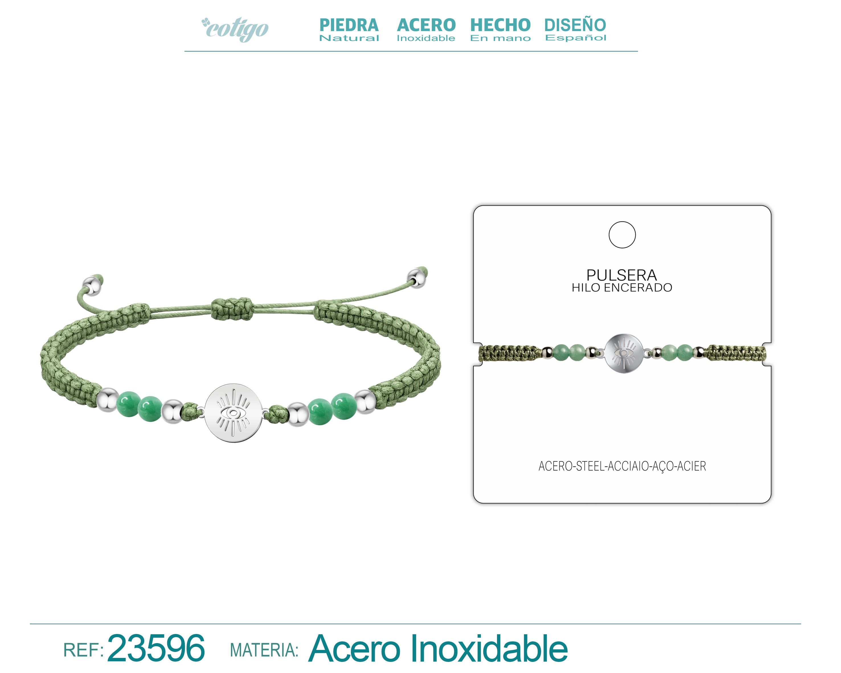 Pulsera Hilo Encerado Verde con Colgante cotigo