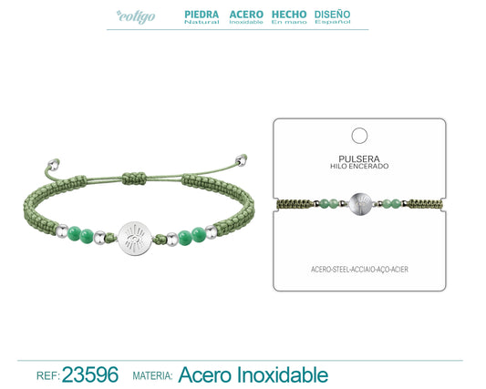 Pulsera Hilo Encerado Verde con Colgante
